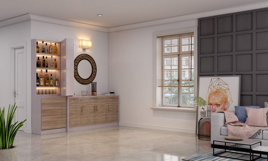 A Dining Room Without Sofa and A Hidden Bar Cabinet