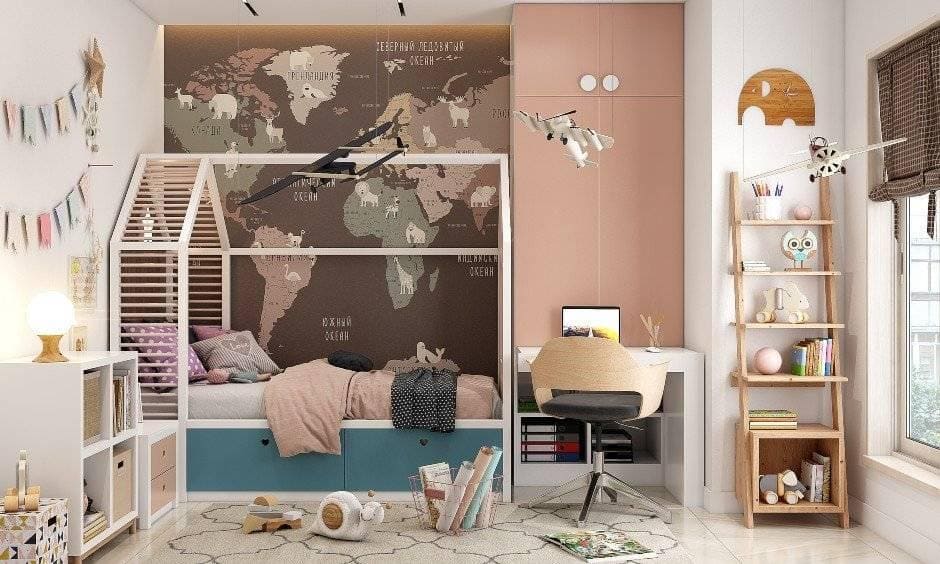 A small study table with shelves for your kids to finish their homework with 3bhk interior design