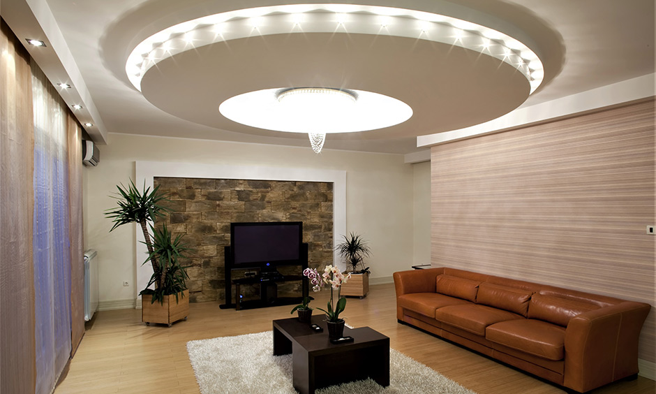 Living room false ceiling design with low height and poor lighting placement mistakes