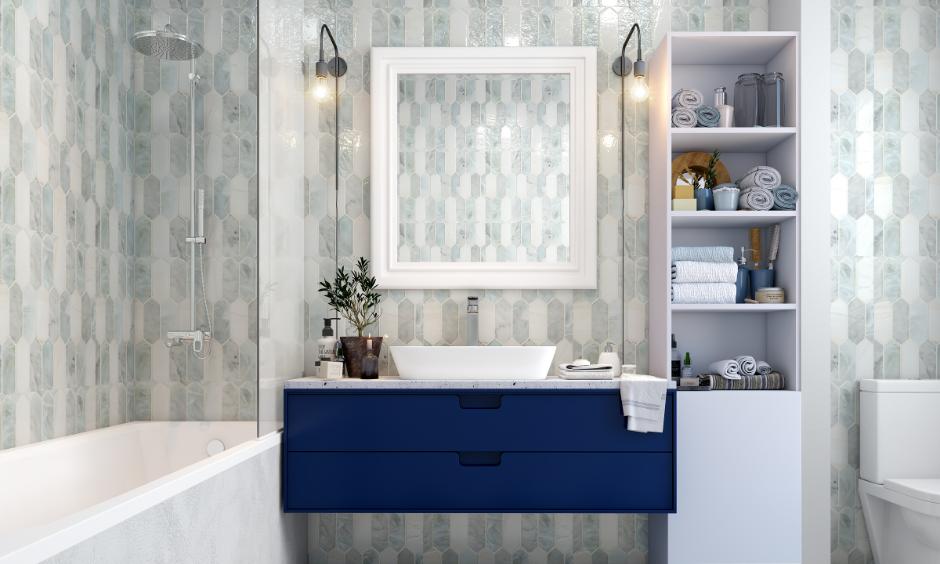 Dark green wall tiles colour combination for a luxurious look