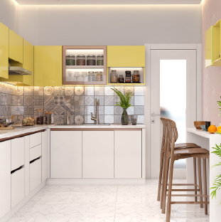Best modular kitchen in Kolkata in a modern style with a breakfast counter