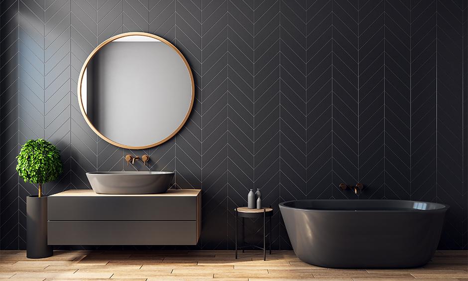 Black wall tiles colour combination for a minimalistic and bold look