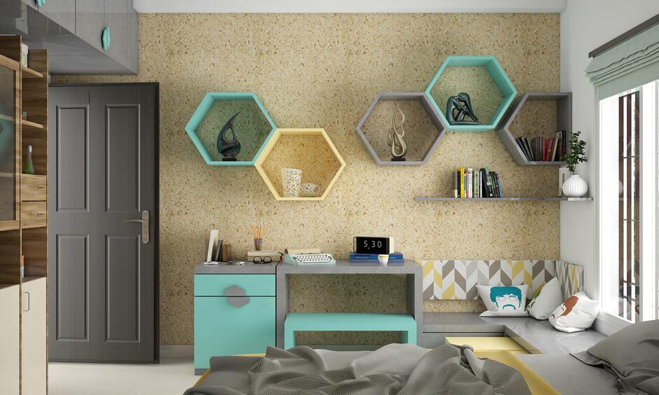 Solid wood grey bedroom door with panel detailing for a modern classic home