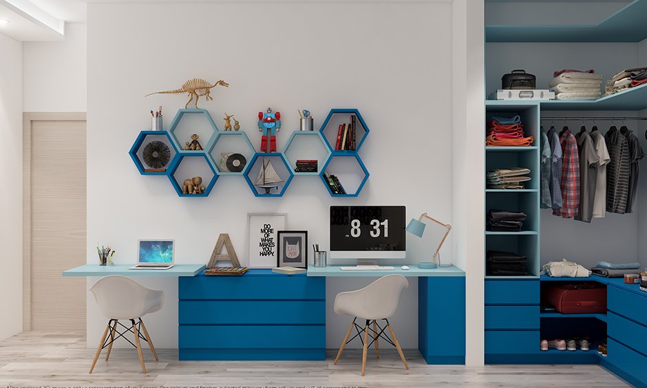 Cloth storage units for kids room An open closet or wardrobe gives easy and hassle-free access for kid's clothes.