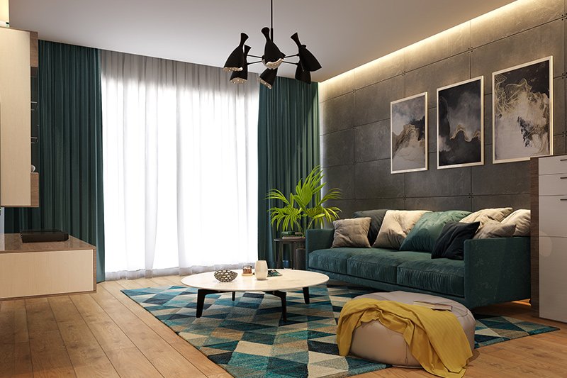 Concrete material with a variety of finishes from smooth and glossy to textured ones