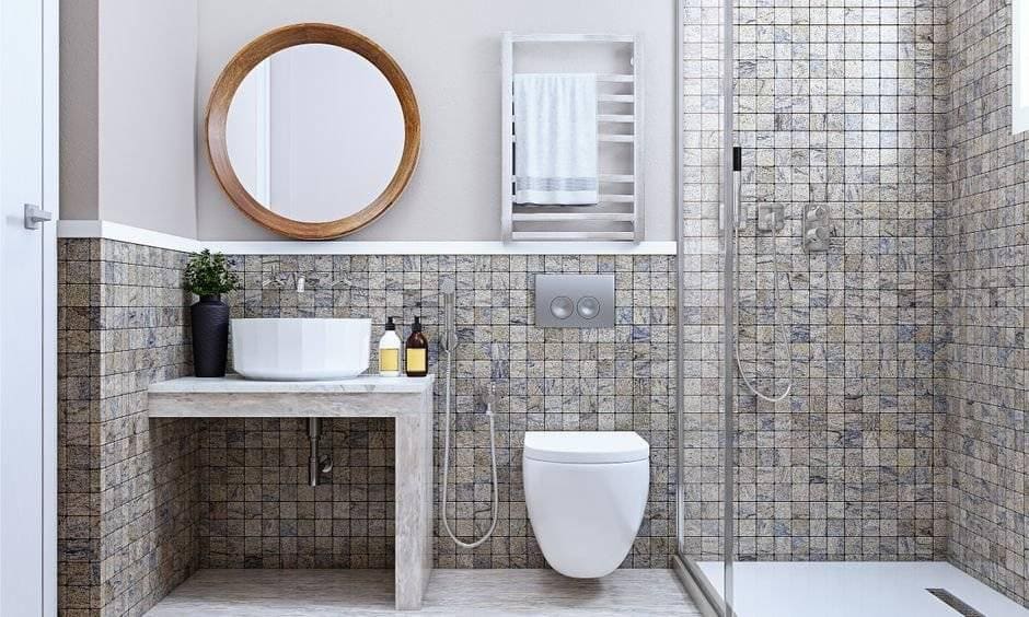 Contemporary style 3 bhk villa interior design with bathroom