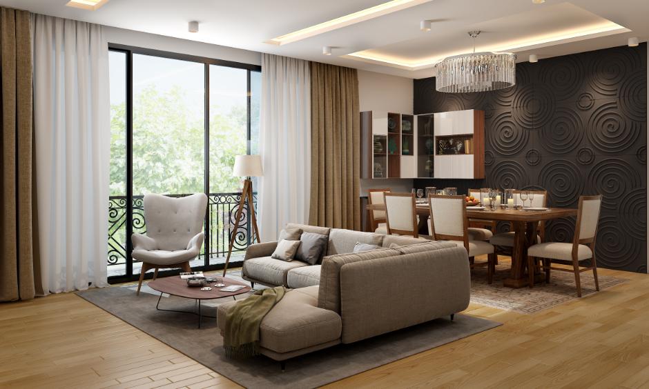 Corner glass crockery cabinet for small spaces