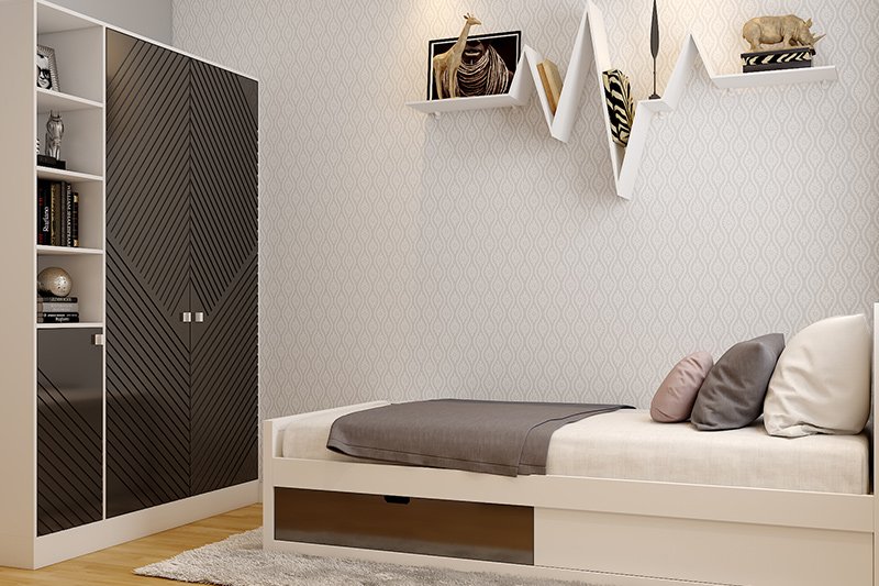 Discover bedroom cupboard designs with open shelves to display your favorite books.