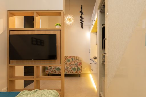 Interior design studio living room with sofa TV unit centre table at thane