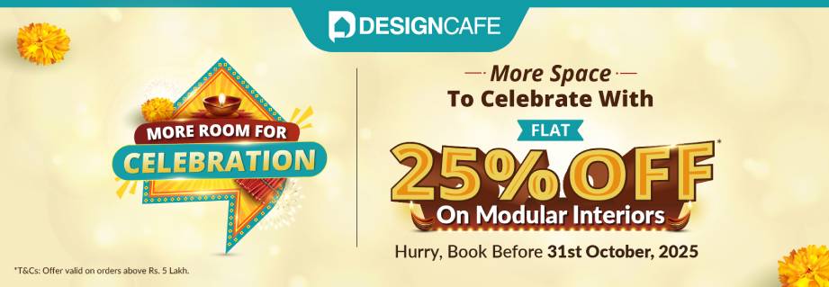 DesignCafe Freedom Special Offer: 25% OFF on Home Interiors.