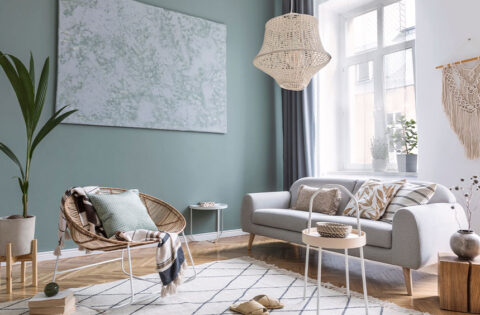 Eco-friendly living room interior design, which is stylish