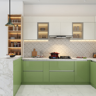 G-shaped kitchen design for independent houses in Kolkata