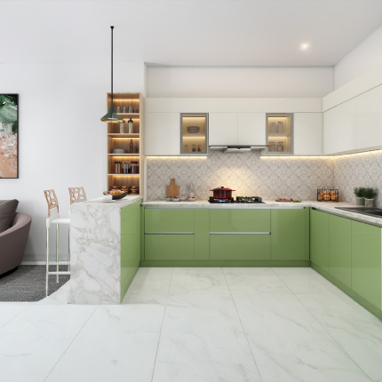 G-shaped kitchen design for independent houses in Pune