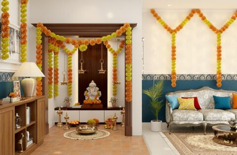 Ganpati decoration ideas or ganesh chaturthi decoration at home