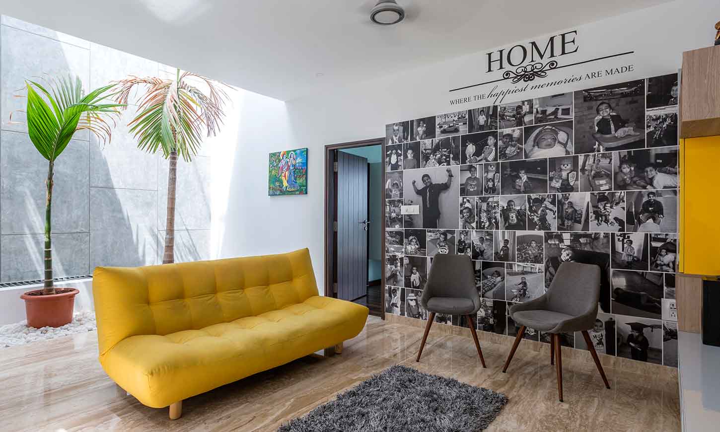 Living room designed by best home interior designers in bangalore to create a welcoming atmosphere and comfortable seating