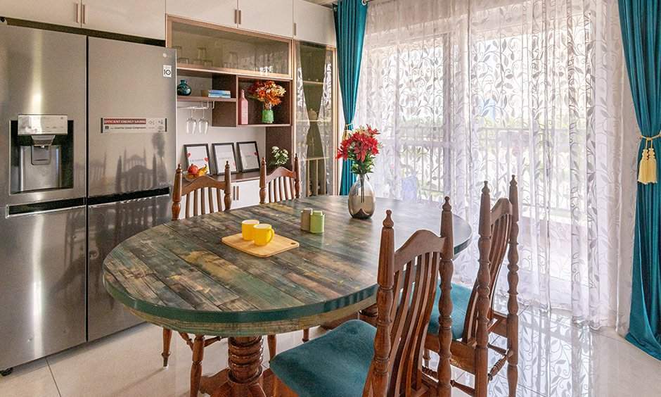 Dining room designed by good interior designers in hyderabad