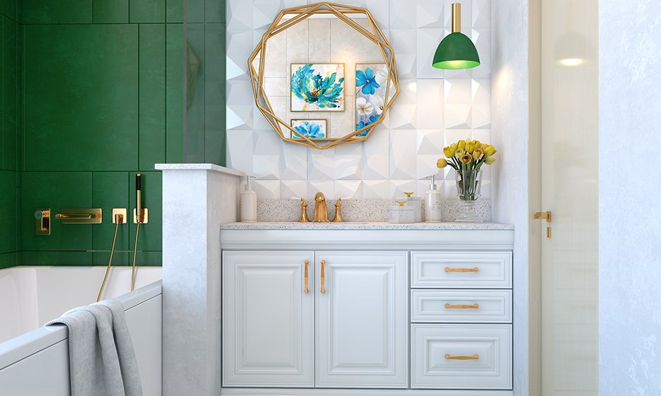 Bathroom paint colors with green and white make the bathroom look spacious and gives its close counterparts a tough fight.