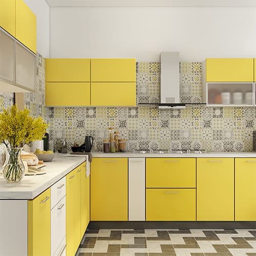 Home interior designers in Gurgaon created l shaped kitchen