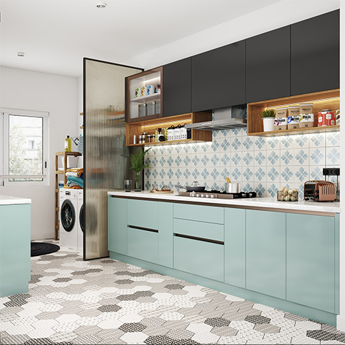 Interior designers in Mumbai designed a kitchen with utility area