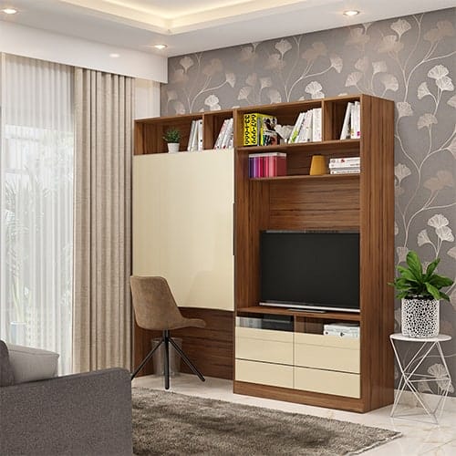Interior designers in Surat designed a compact study cum tv unit