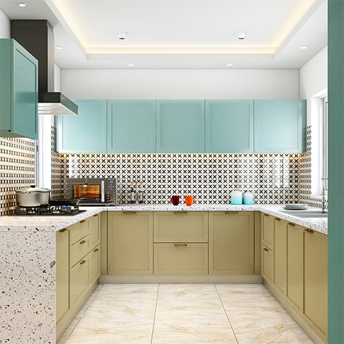 Interior designers in Surat designed a u-shaped modular kitchen