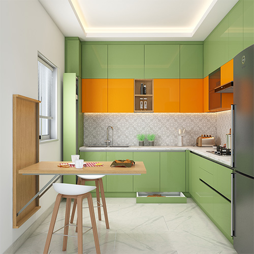 Mumbai kitchen design: Janitor unit & skirting drawer for space-saving