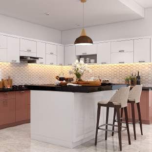 Modern kitchen island design for luxury homes in Ahmedabad, Gujarat