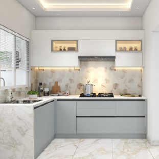 L shaped modular kitchen design for homes and apartments in Ahmedabad