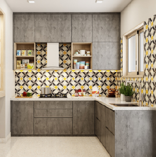 L shaped modular kitchen design for apartments in Pune Baner