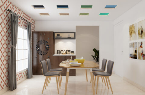 Contemporary latest ceiling design adding depth to the room's aesthetic.