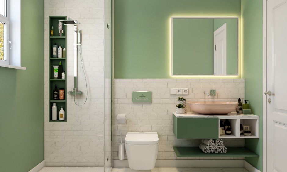 Minimalistic style bathroom design for 3 bhk design