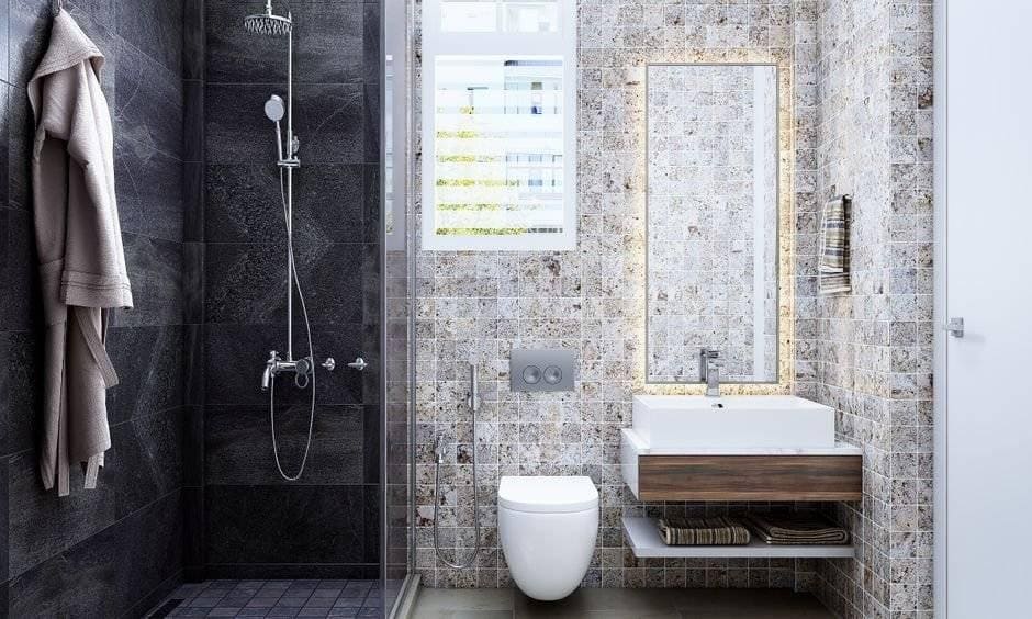 Modern bathroom interior design in 3 bhk flat interior design in india