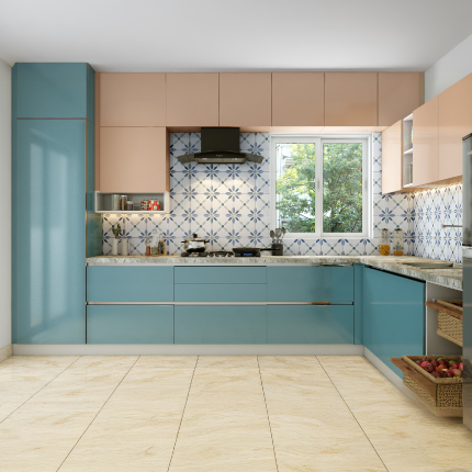 Modular kitchen in Chennai, Tamil Nadu with L-shaped layout