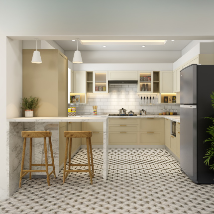 Modular kitchen company in Hyderabad designed a modern kitchen with tall pantry unit