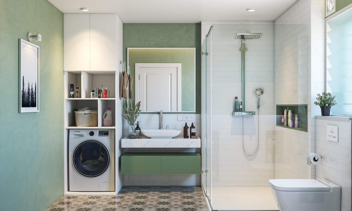 Olive green modern bathroom design