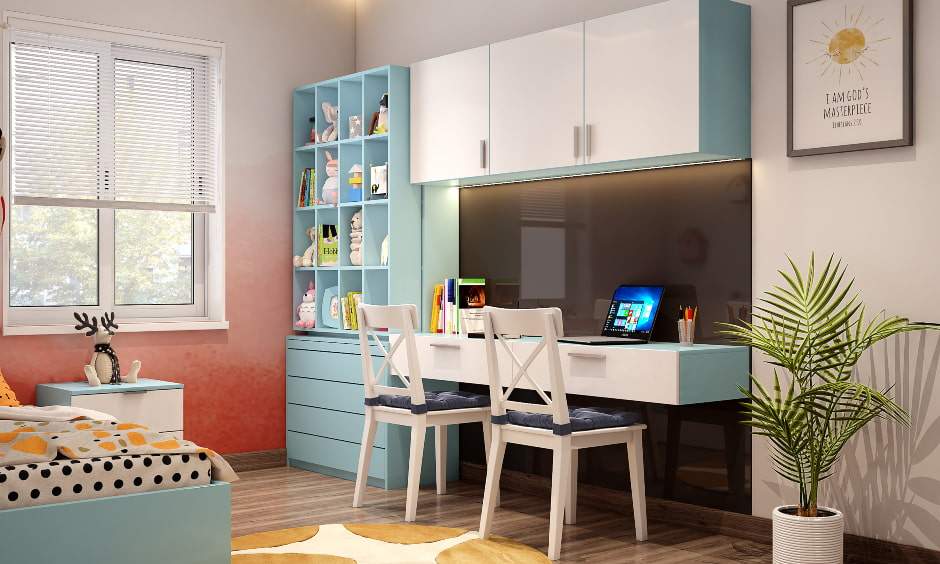 Open box tall bookshelf for children's bedroom with ample storage space for books