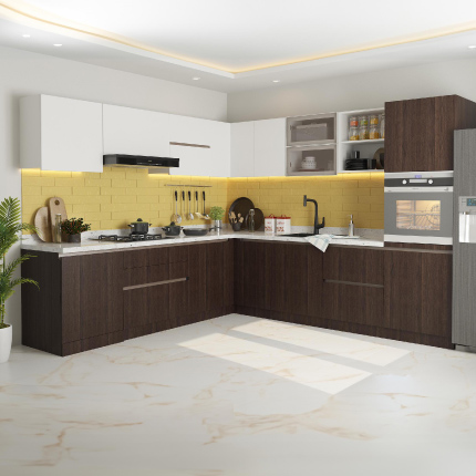 Open kitchen design for modern apartments in Coimbatore Peelamedu