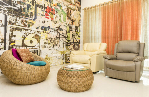 Pet-friendly living room with durable furniture and space for pets to relax comfortably.