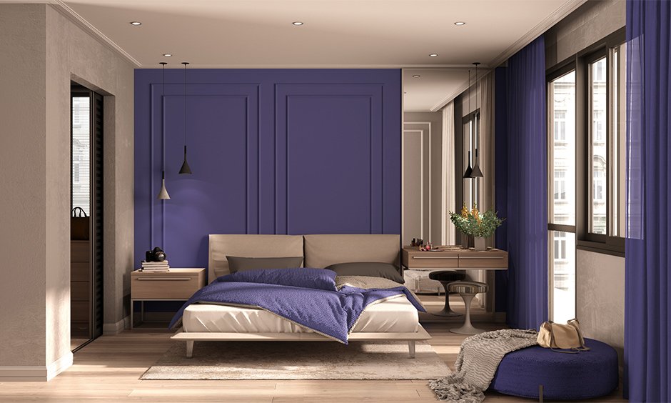 Purple Two Colour Combination For Bedroom Walls