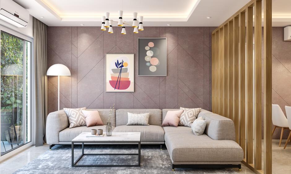 White false ceiling with recessed lights and chandelier for modern hall interiors