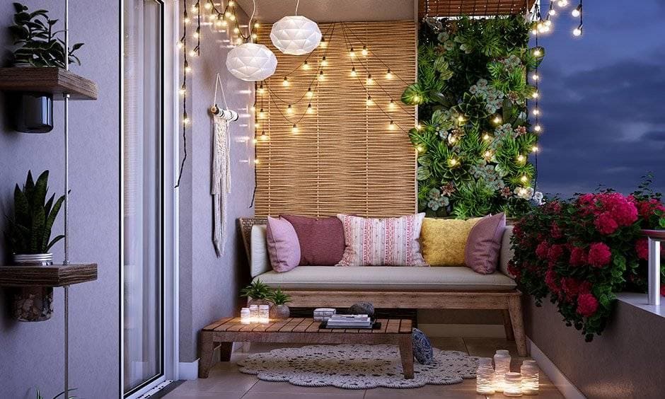 Dazzle up your small balcony design with good lighting and wall mounted lamps