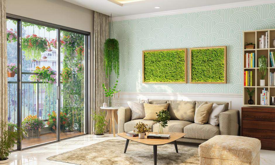 Small living room interior design with beautiful plants