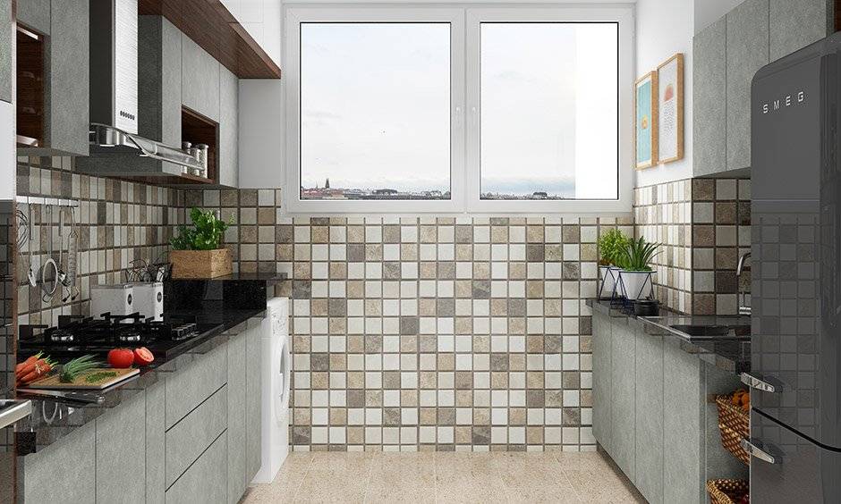 Smart kitchen design with a corner indoor garden promotes eco-friendliness