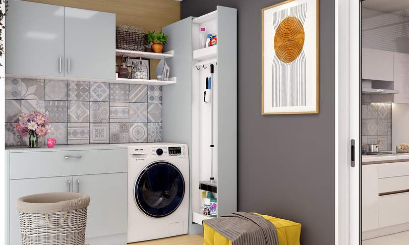 spacious balcony with sliding shelf