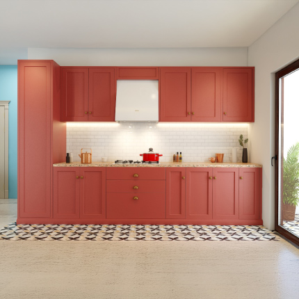 Straight kitchen design for small apartments in Coimbatore
