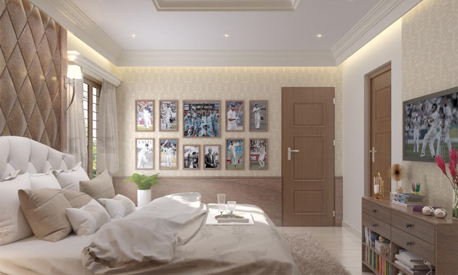 Dark brown flush laminate bedroom door for minimalist, scratch-resistant interiors