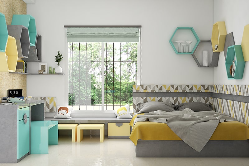 Space saving idea for teenage girl bedroom ideas with a window seat as storage