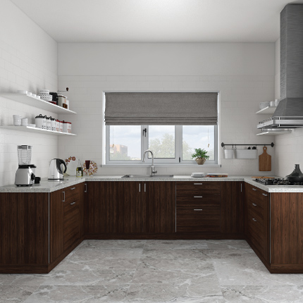 U shape modular kitchen design for villas in Bangalore