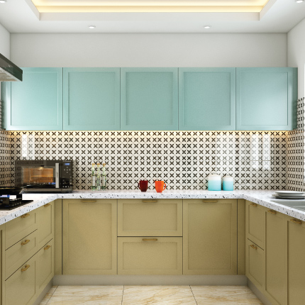 U shaped modular kitchen design for villas in Hyderabad Gachibowli
