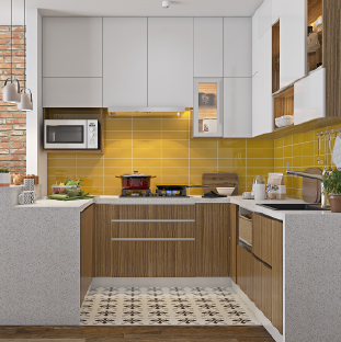 U shaped modular kitchen design for villas in Pune Hadapsar